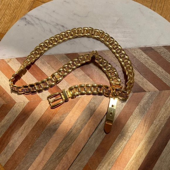 Vintage - Yellow Gold Tone Slinky Belt - Picture 1 of 6